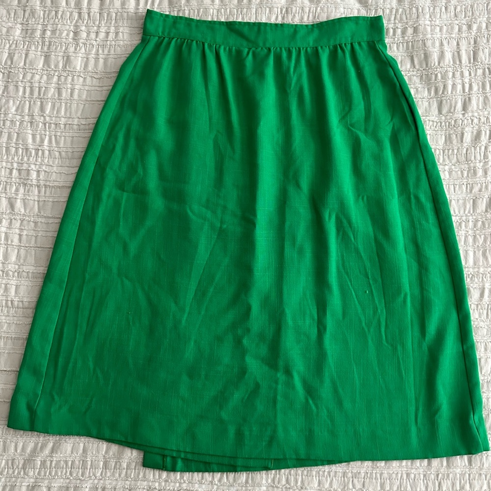 Vintage Green Midi Wrap Skirt - Picture 5 of 6